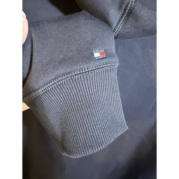 Tommy Hilfiger Hoodie Med Mens Crest Navy Blue Gray Logo Fleece Sweatshirt - Picture 8 of 8